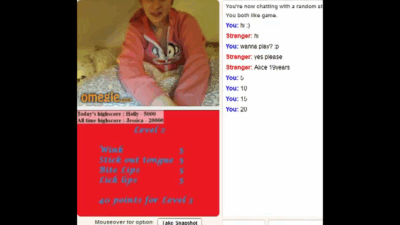 Omegle blonde teen plays game