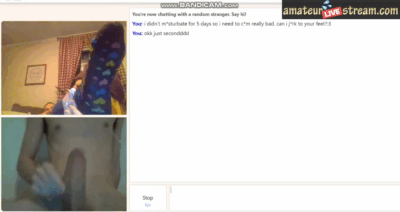 Lots of cum for 18yo feet on Omegle