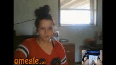 [Omegle] Busty Coed Reacts to Cock