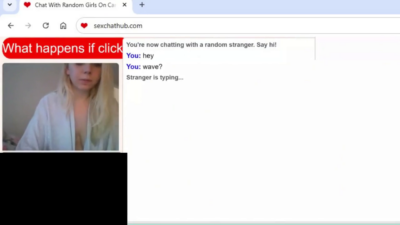 Cute blonde teen chatting with a stranger