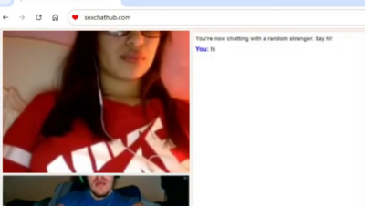 Cute omegle teen in glasses flashing boobs