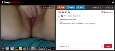 DirtyRoulette Chubby obedient slut cums again